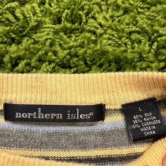 Vintage Northern Isles Pastel Striped Cashmere Blend Knit Sweater - Picture 4 of 5